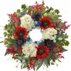 2026 Día de la Independencia Estadounidense Bestseller Transfronterizo Corona del Día de la Independencia Adecuada para Puerta Principal Día de los Caídos Flores Artificiales