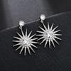 Aretes de pin S925 aretes de girasol incrustación de circonita AAA aretes exagerados de Corea fabricantes de origen aretes geométricos para la oreja