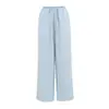 Pantalones Casuales de Estilo Old Money de Tencel y Lino, de Cintura Alta con Cordón de Algodón y Lino, Versátiles, Adelgazantes, Rectos, Pierna Ancha para Caminar y Usar en Casa