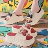Pantuflas de Suela Gruesa para Mujer, Verano Tacón Alto Interior Hogar Moda Conejito Pantuflas de Baño, Altura Aumentada, Uso Exterior Antideslizante