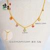 Conjunto Colar e Pulseira Trevo de Quatro Folhas da Sorte Diamante Colorido Feminino Luxo Acessível Nicho High-End Colar Clavícula Flor Colorida