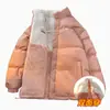 453,65kg Casaco de algodão dupla face com forro de lã de cordeiro, casaco de algodão quente da moda de inverno para casais, jaqueta masculina espessa