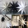 En stock suministro estrella de nueve puntas estrella de Navidad tienda decoración escaparate diseño estrella de papel colgante de estrella de papel pantalla de lámpara de papel