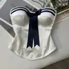 Top strapless estilo navy de chica guapa, puramente deseable, nuevo diseño de verano con corbata de lazo