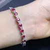 Pulsera de Rubí Birmano Puro Más Vendida Transfronteriza con Exquisita Gema Principal de Rubí de 4*5 mm e Incrustaciones de Plata S925 Finamente Elaboradas