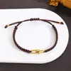 Pulseira Cruzada Europeia e Americana de Aço Inoxidável Ferradura Nó Plano Tecido à Mão Pulseira Simples Ajustável Joias Masculinas e Femininas Atacado