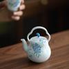 Tetera de cerámica con tapa de pie alto y orquídea Cang pintada a mano, juego de té de kung fu, tetera de color bajo esmaltado, tetera de mano antiescaldaduras.