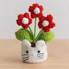 Flor de Lirio del Valle Tejida a Crochet Hecha a Mano de Lana en Maceta Producto Terminado Venta al por Mayor Muñeco de Conejo Creativo Adornos de Escritorio en Maceta Flores Tejidas