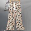 Pantalones de Pijama de Algodón Finos de Verano para Mujer con Estampado de Dibujos Animados, Pantalones de Pierna Ancha para Mujeres Embarazadas, Tallas Grandes, Adecuados para Usar Afuera, Pantalones Largos de Algodón, Exportación