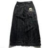 Jeans de Estilo Callejero para Comercio Electrónico Transfronterizo Y2K Harajuku Hip-Hop Estampado de Letras Retro Azul Holgados de Cintura Media Pierna Ancha Venta al por Mayor