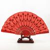 Abanico de plástico con lentejuelas de color, estilo chino, abanico para baile, abanico de cola de pavo real, abanico bordado, venta al por mayor de abanicos, comercio exterior