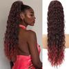 Rabo de Cavalo Africano Transfronteiriço Pequeno Cacheado Longo Fofo Cacheado Elástico com Cordão Rabo de Cavalo Cabelo Natural Peruca Artificial Rabo de Cavalo