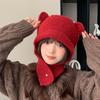 24 anos outono e inverno novo chapéu de lã engraçado bonito urso orelha de pelúcia cap quente frio malha cap mulheres