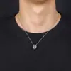 Nuevo Collar Colgante Anillo de Doble Capa de Circonita para Hombre, Joyería Personalizada de Lujo Ligero de Gama Alta, Accesorios de Moda, Sencillos y Versátiles
