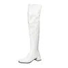 Botas de cano alto para palco em vários tamanhos, botas de salto médio com bico quadrado em verniz, botas longas femininas para outono e inverno, comércio exterior transfronteiriço