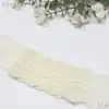 Tanglong Color Crema Baja Saturación Tejido de Punto por Urdimbre Encaje Elástico Alto, Accesorios de Encaje para Sujetador de Lencería con Forma de Ola