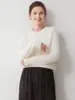 Suéter de cachemira 100% pura, suave y amigable con la piel, para mujer, suéter de cuello redondo de moda, capa base de punto grueso