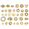 Cuentas sueltas de cobre chapado en oro de 18 quilates, separadores en forma de OVNI, cuentas redondas roscadas para pulsera y collar DIY hechos a mano, accesorios de joyería