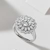 Anillo Trendy Europeo y Americano Electrochapado en Oro Blanco de 18K con Moissanita y Diseño Floral, Anillo Ajustable, Joyería en Stock para Mayorista