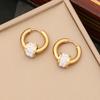 Nuevos aretes de joyería transfronteriza de acero inoxidable con diamantes completos, aretes de estrella y luna, temperamento, aretes de amor E464