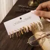 Aretes de aro de metal con perlas europeos y americanos, aretes geométricos cuadrados, aretes vintage de perlas artificiales, juego de 6 piezas de aretes al por mayor