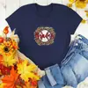 Estación independiente Europea y Americana Nuevo suelto casual béisbol béisbol estampado manga corta cuello redondo femenino RCuello redondo