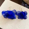 Pendientes Azules Geométricos con Borlas Estilo Festivo Fresco Lujo Accesible Pendientes de Gama Alta Pendientes Exquisitos de Moda Personalizados