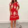 En Stock 2026 Ropa de Mujer para Comercio Exterior, Tallas Grandes Europeas y Americanas, Estación Europea Amazon Transfronterizo Vestido de Verano Estampado de Manga Corta