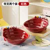 Prato de Frutas de Plástico Dopamina Imitação de Porcelana para Uso Doméstico, Mesa de Centro de Sala de Estar Tigela com Garfos de Frutas Conjunto de Pequenos Garfos de Aço Inoxidável, Alto Valor Estético