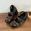 Sapatos Femininos Raso de Salto Grosso Estilo Francês Retrô, Novo Modelo Primavera e Outono 2026, Versátil com Saias, Sapatos Mary Jane que Aumentam a Altura