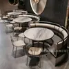 Sofá tipo booth de lujo ligero para restaurante occidental, personalización, restaurante de hot pot, restaurante de barbacoa, restaurante de cadena, bar, mesas y sillas de acero inoxidable montadas en la pared