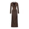 Elegante Falda Ceñida al Cuerpo para Mujer Vestido Francés Delgado con Cuello de Encaje Empalmado para Mujer Otoño e Invierno Nueva Falda Larga de Cintura Alta