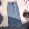 Falda de Mezclilla Moderna Transfronteriza, Falda de Longitud Media para Mujer, Nuevo Estilo Verano 2026, Cintura Alta, Adelgazante, Abertura Lateral, Falda Bodycon
