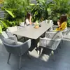Conjuntos de mesa e cadeira para exterior, móveis de corda trançada para pátios e jardins, móveis de exterior à prova d'água e resistentes ao sol, móveis criativos de estilo nórdico para lazer, conjuntos de mesa e cadeira duráveis e resistentes ao sol