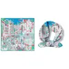 Cuatro Estaciones Nueva Arquitectura Urbana Bufanda Cuadrada Pequeña Decorativa de Sarja para Mujer Bufanda Pequeña Bufanda de Seda Bufanda Estampada al Azar Venta al por Mayor