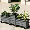 Frete grátis caixa de flores de liga de alumínio vaso de flores para varanda externa caixa retangular para plantio calha de flores vaso para plantas verdes para uso doméstico com rodas