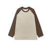 230g algodão penteado Manga raglã longa Primavera e outono Masculino e feminino Solto Cor sólida Combinação de cores soltas Camiseta básica moderna
