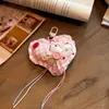 Chaveiro de algodão bordado em formato de coração, estilo novo e feminino, com fita de amor, super fofo e doce, adequado como pingente de mochila ou acessório de presente