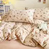 Ins Outono/Inverno Leite Fleece Renda Conjunto de Quatro Peças Capa de Edredom de Flanela Lençol de Cama Conjunto de Cama Quente de Fleece de Coral