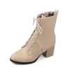 Botines con cordones, talla grande, tacón grueso para mujer, comercio exterior C6-6