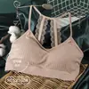 Sutiã Camisola Strapless de Renda Estilo Francês 2021 com Lindo Design nas Costas, Peça Única Sem Fio Bandeau com Bojos e Belo Contorno nas Costas