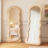 Espejo de Tocador de Moda para Dormitorio del Hogar, Espejo de Pie de Lujo Ligero para Niñas, Espejo Irregular de Cuerpo Entero Estilo Ola Ins Grande