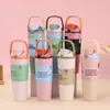 Vaso térmico transfronterizo estilo Owala, acero inoxidable 304, botella de agua deportiva portátil, vaso para beber de doble uso