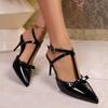 Sandalias Romanas Huecas de Nuevo Estilo Primavera 2025 Transfronterizas Punta Estilete Zapatos de Mujer Moda Europea y Americana Tacones Altos de Punta