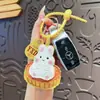 Colgante Creativo de Cuero para Pastel de Luna del Festival de Mediados de Otoño para Mujer, Llavero de Cuero Lindo de Conejo de Jade de Dibujos Animados, Regalo Pequeño