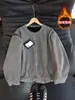 Moletom casual para o outono, quente e confortável, estiloso e descontraído, com forro de fleece masculino, pulôver versátil de manga longa para o trabalho e lazer