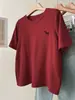 Camiseta de Manga Corta con Cuello Redondo Bordada de Poni, Suave Cepillada, de Lana Australiana para Mujer, Camiseta Base Versátil y Cálida Engrosada para Principios de Primavera