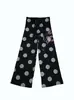 Estilo Harajuku Retrô Tendência Transfronteiriça Verão 2026 Novo Calça Casual Esportiva Feminina de Perna Larga com Estampa de Bolinhas e Letras