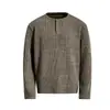 Camiseta Masculina Magic Bear estilo retro americano old money, manga longa, corte solto, malha canelada, camiseta casual masculina com gola Henley