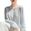 ¡75% Cachemira, 25% Seda de Morera! Suéter de Punto Holgado con Cuello Redondo para Mujer, Suéter Perezoso Sin Costuras, Suéter de Seda y Cachemira